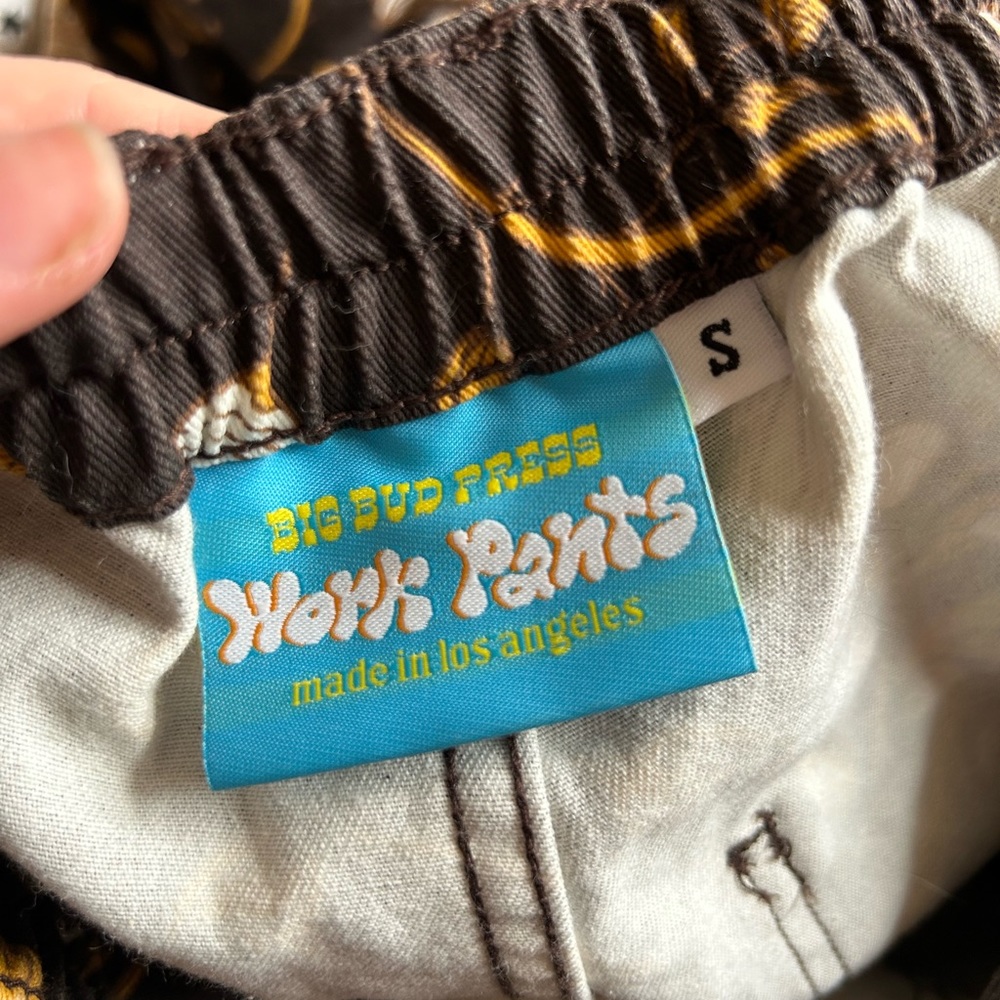 BIG BUD PRESS work pants w/ mushroom, garlic & daisies deadstock *size S - Picture 9 of 10